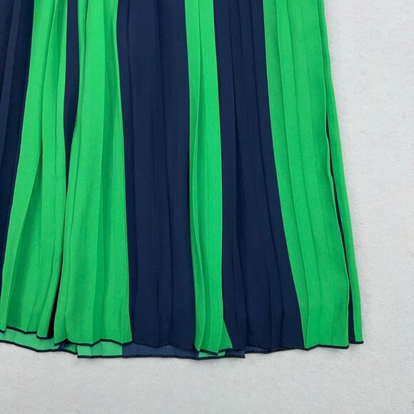 J Crew Skirt Womens 0 Navy Blue Kelly Green Pleated Flowy Classic Coastal Preppy - Picture 4 of 14